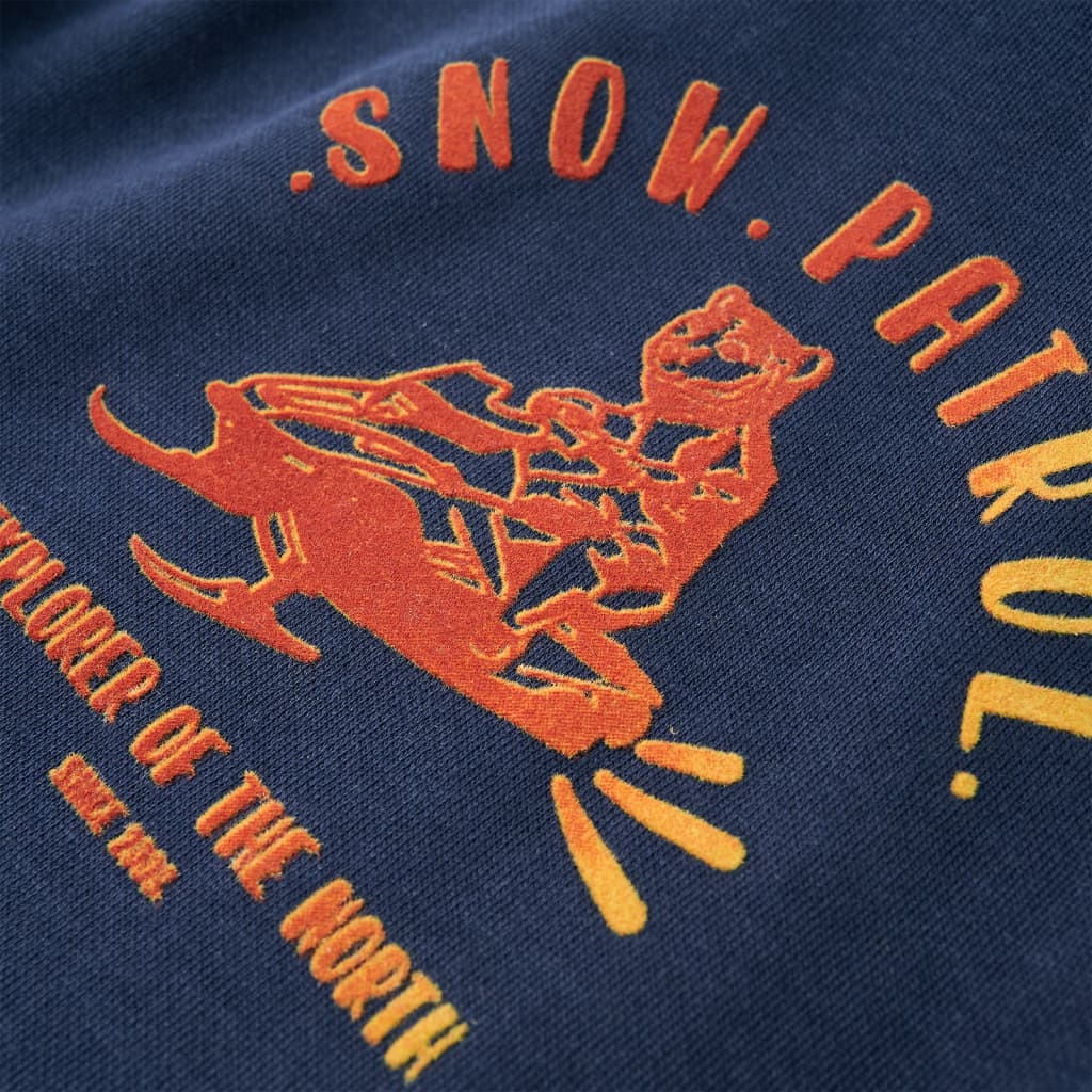 Sweatshirt para criança com capuz azul-marinho mesclado e laranja 104