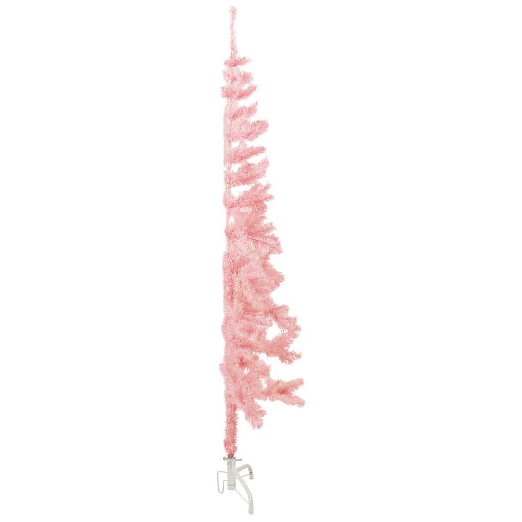 Meia árvore de natal fina com suporte 150 cm rosa