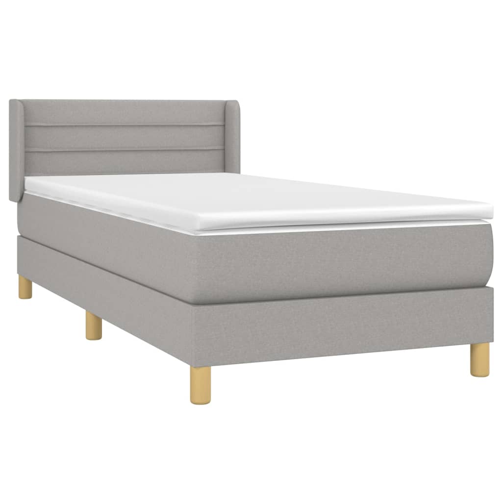 Cama com molas/colchão 90x200 cm tecido cinza-claro