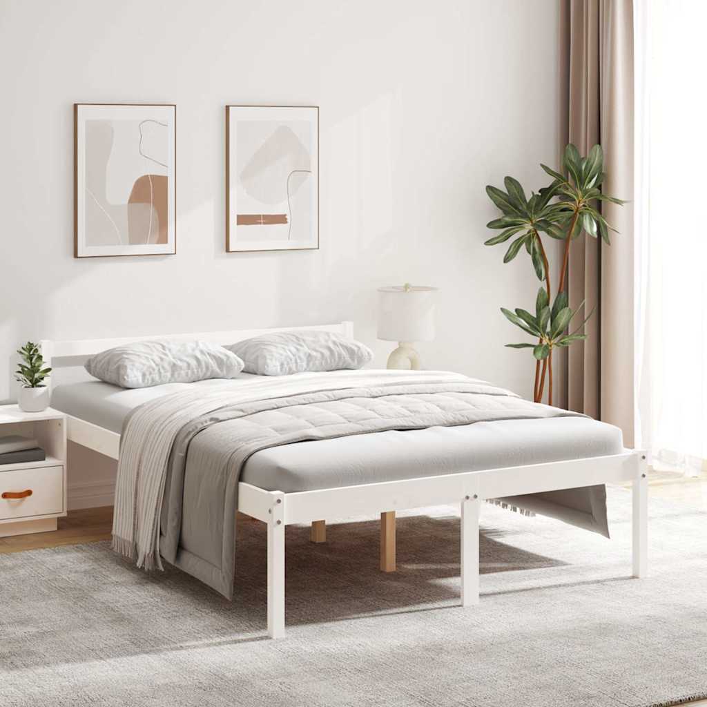 Cama para idosos 140x190 cm pinho maciço branco
