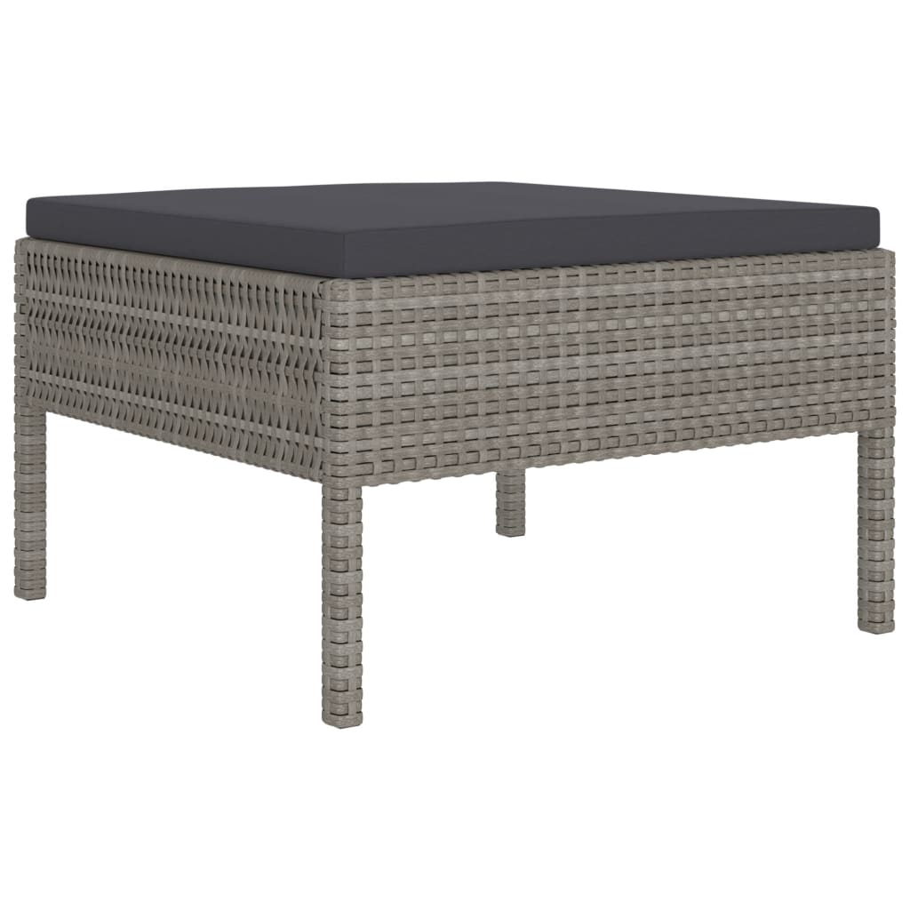 2 Pcs conjunto lounge de jardim c/ almofadões vime PE cinzento