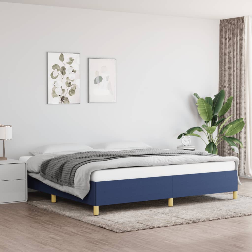 Estrutura de cama sem colchão 200x200 cm tecido azul