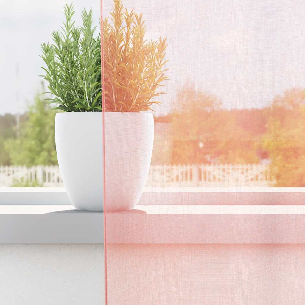 Cortinas de voile com laços 2 pcs rosa 140x175 cm