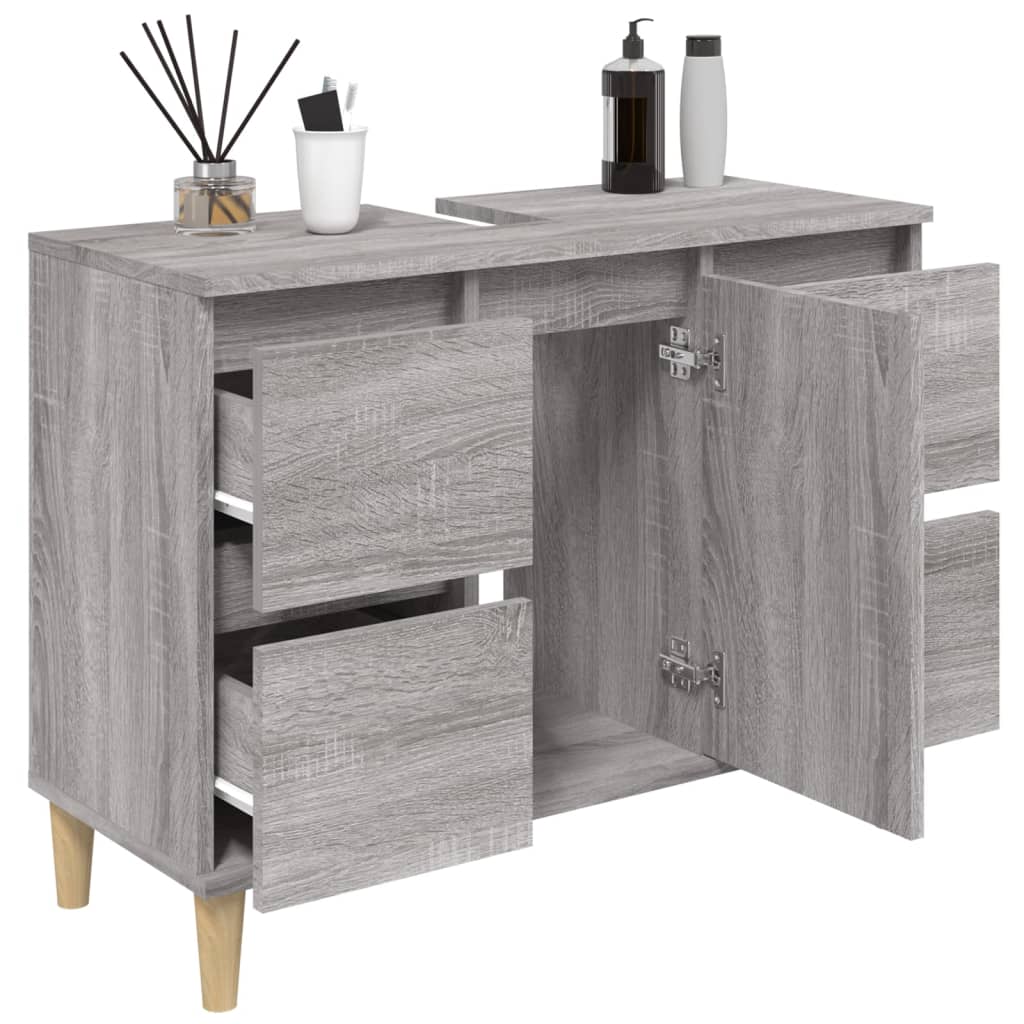 Móvel p/ lavatório 80x33x60 cm derivados madeira cinza sonoma