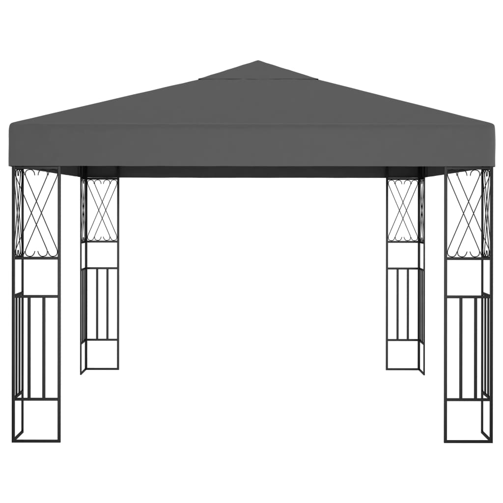 Gazebo com cordões de luzes LED 3x3 m tecido antracite