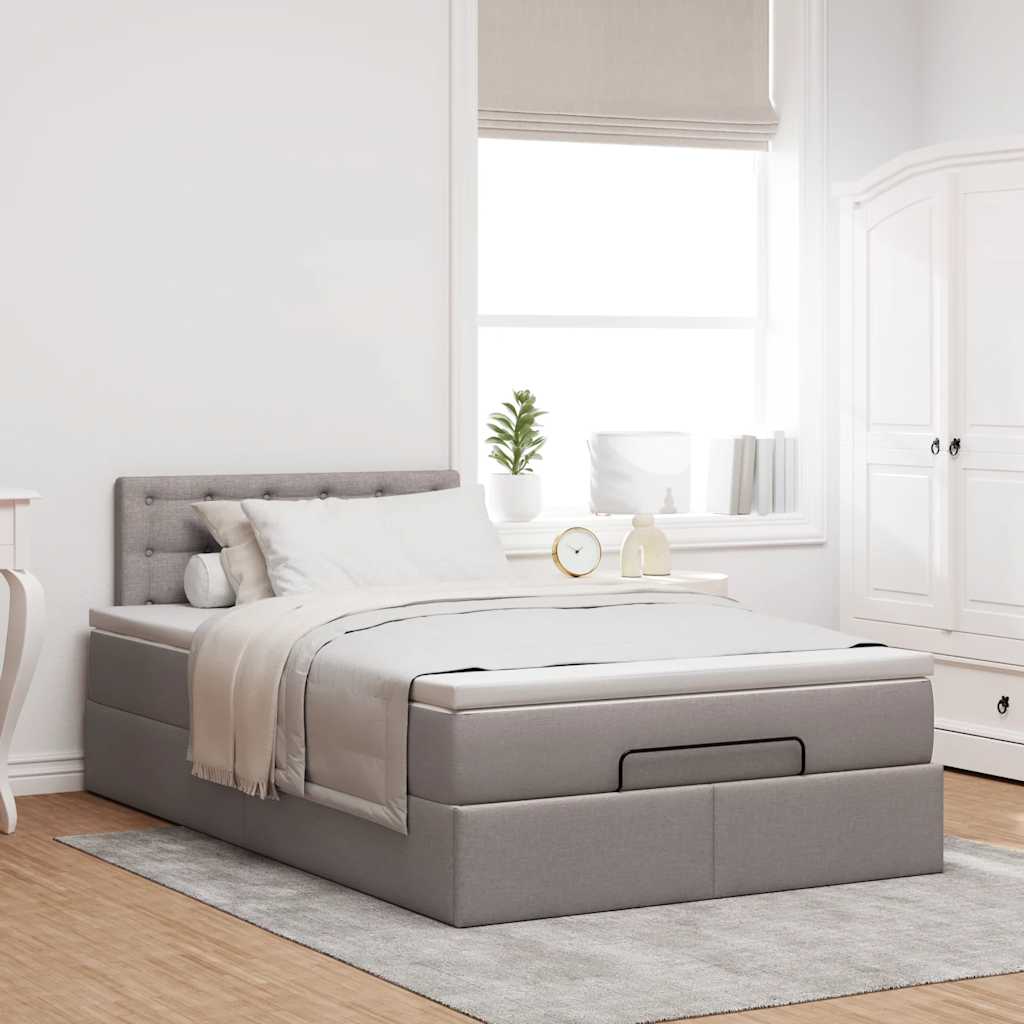 Moldura de cama otomana com tecido cinza 120x200cm