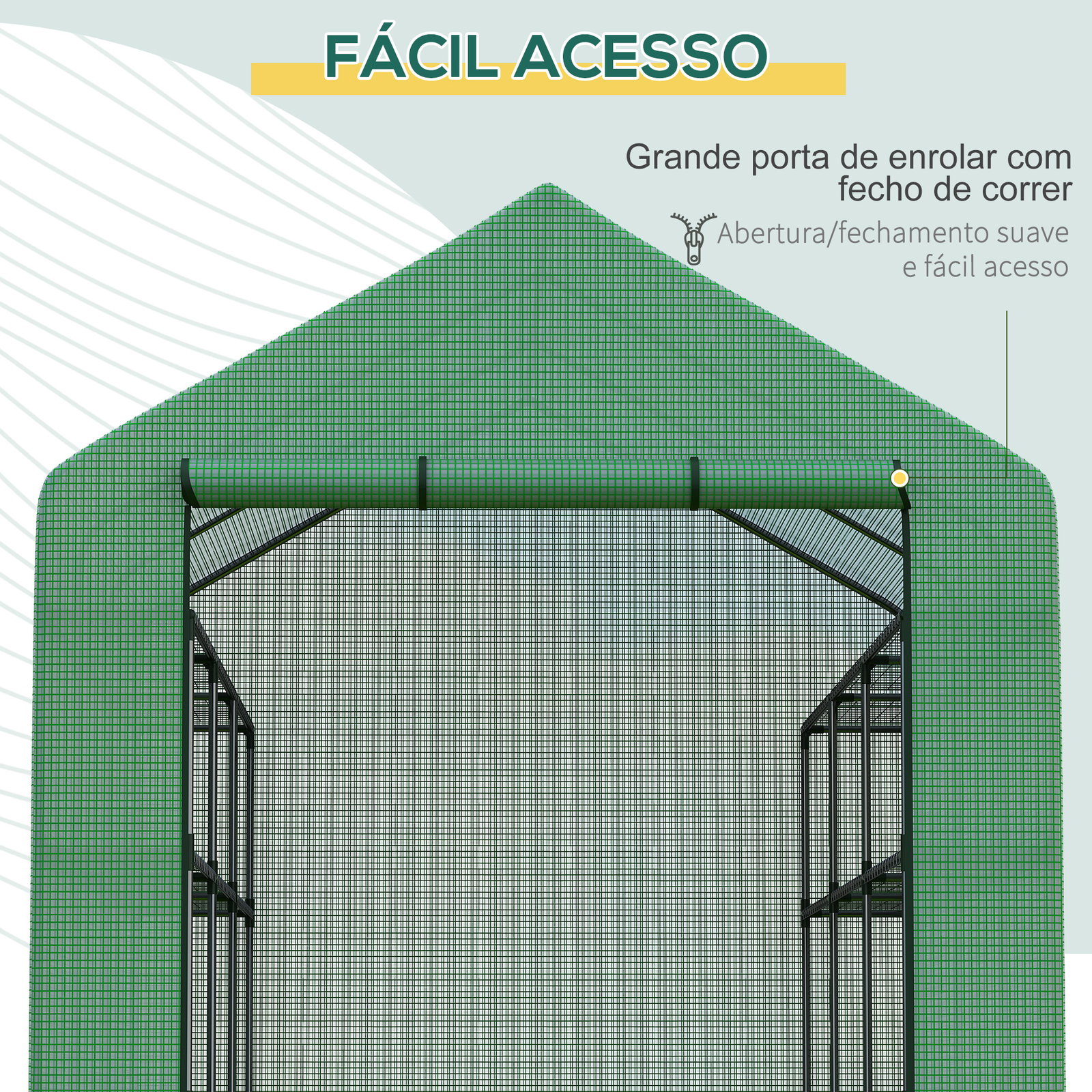 Estufa de Jardim Estufa de Exterior com Prateleiras de 4 Níveis Porta com Fecho de Correr e Estrutura de Aço 244x180x210 cm Verd