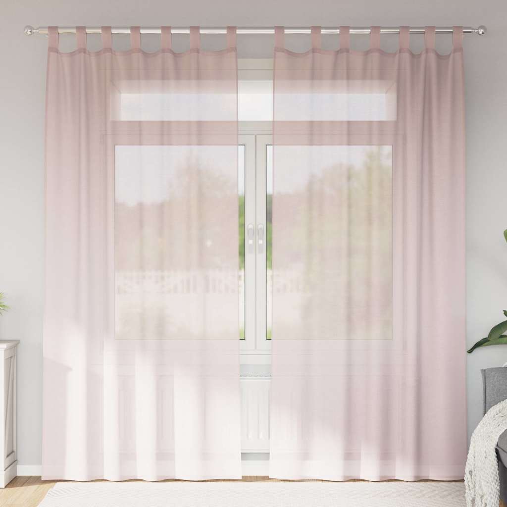 Cortinas de voile com laços 2 pcs rosa-claro 140x245 cm