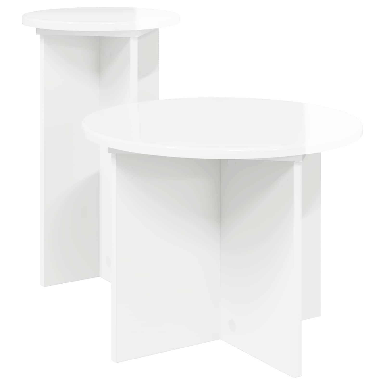 Conjunto de mesas de apoio 2 unid. branco brilhante