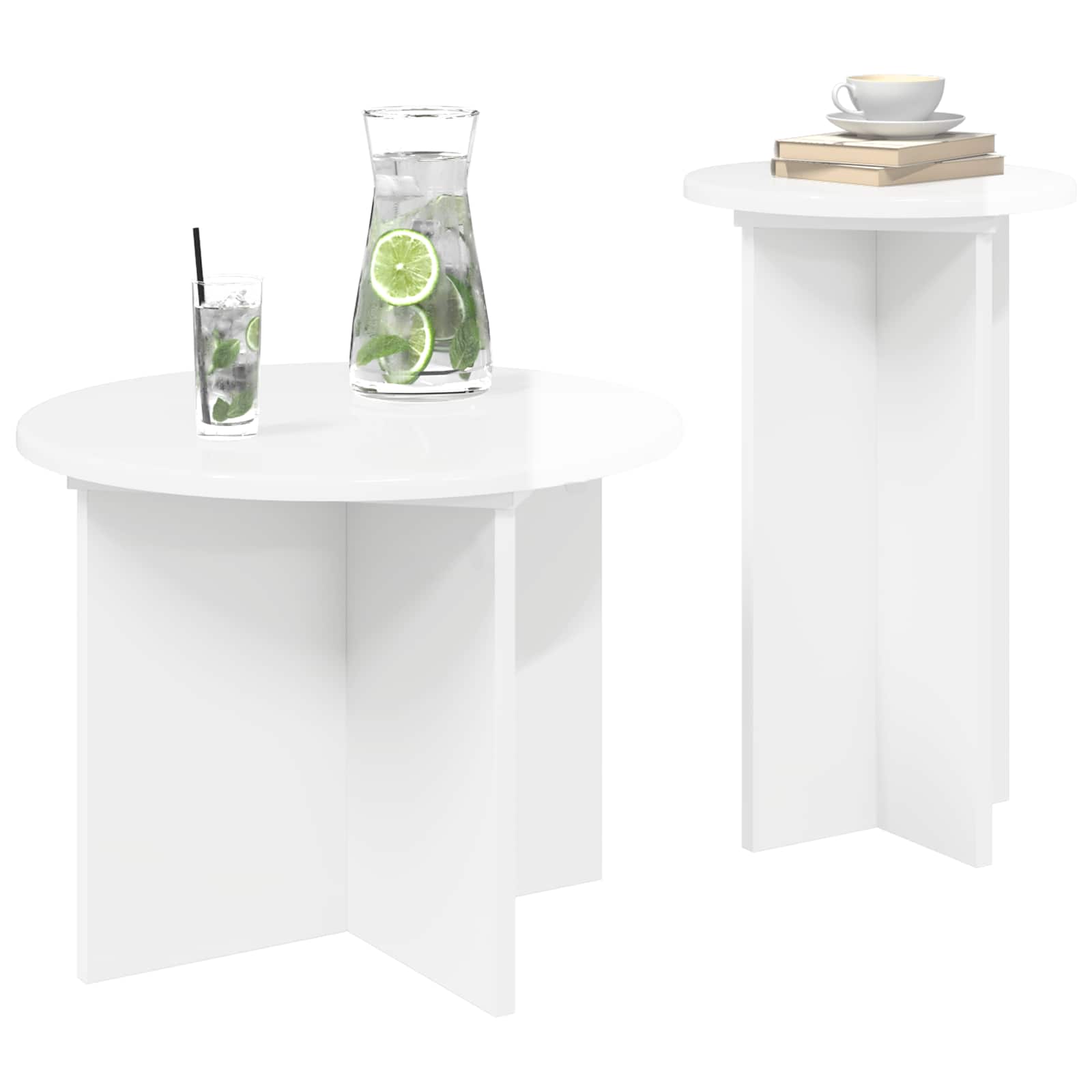 Conjunto de mesas de apoio 2 unid. branco brilhante