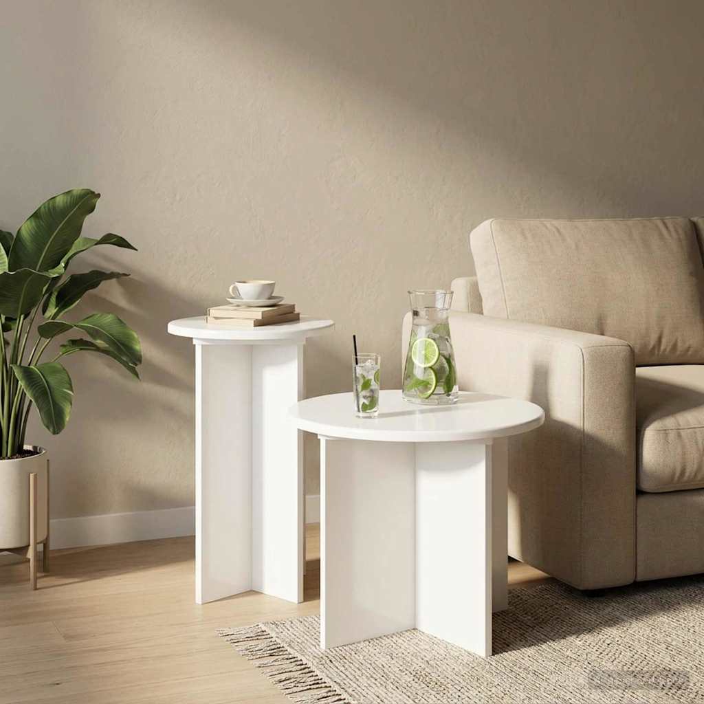 Conjunto de mesas de apoio 2 unid. branco brilhante
