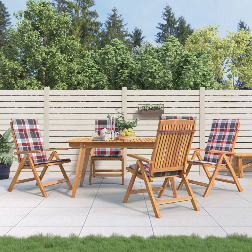 Cadeiras de jardim reclináveis c/ almofadões 4 pcs teca maciça