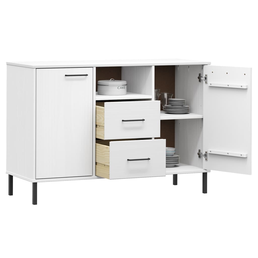 Aparador c/ pernas metal 113x40x77cm madeira maciça oslo branco