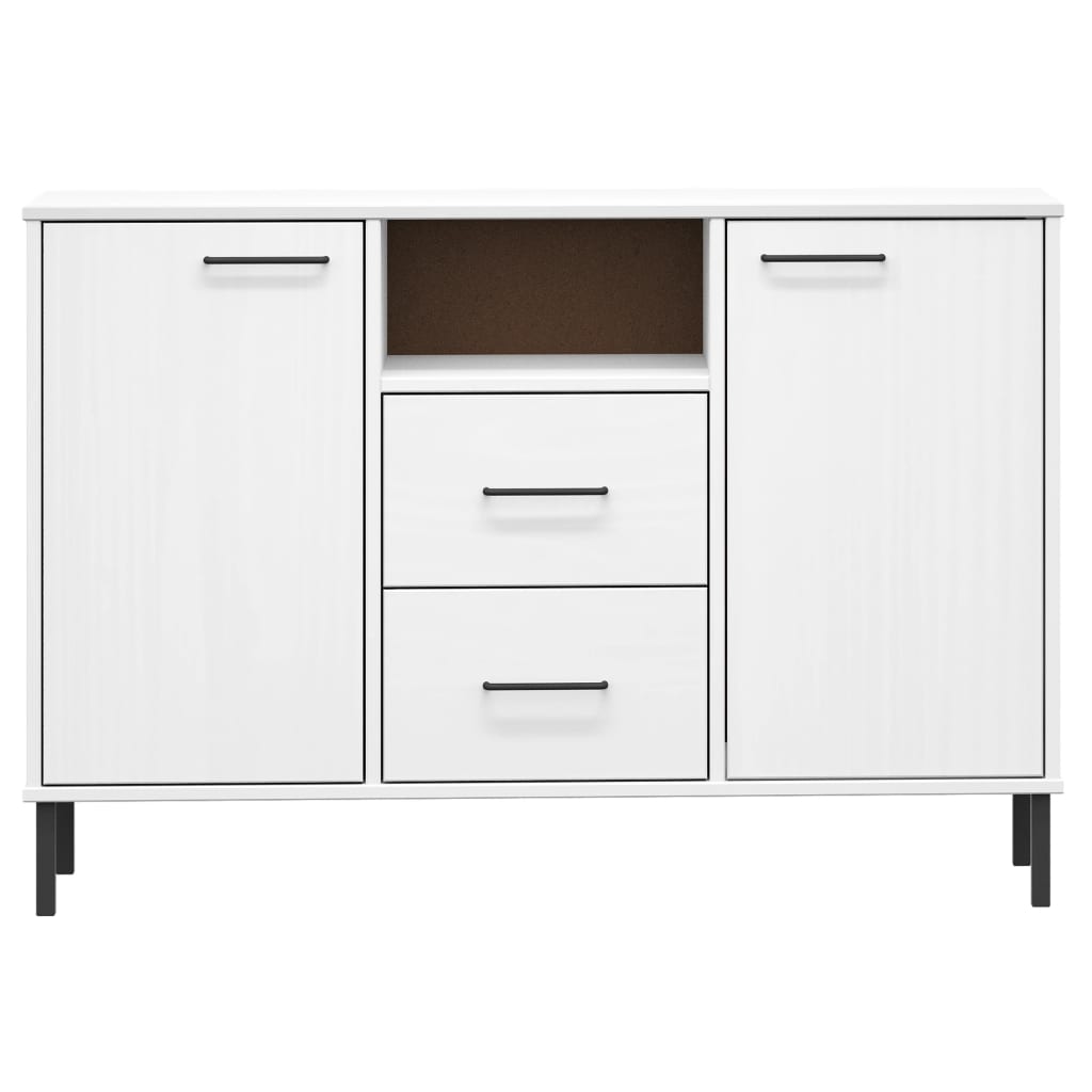 Aparador c/ pernas metal 113x40x77cm madeira maciça oslo branco