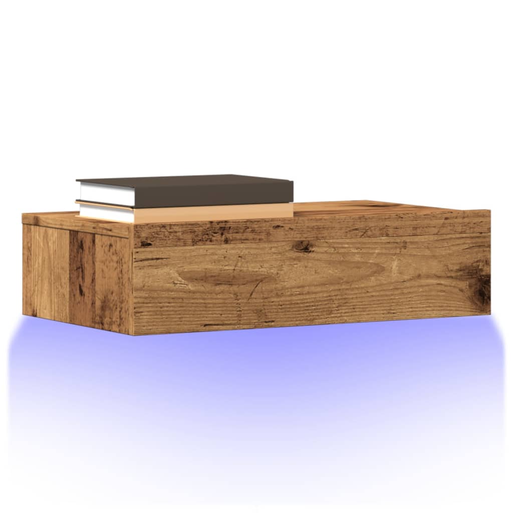 Móveis de TV com luzes LED 2 pcs 60x35x15,5 cm madeira velha