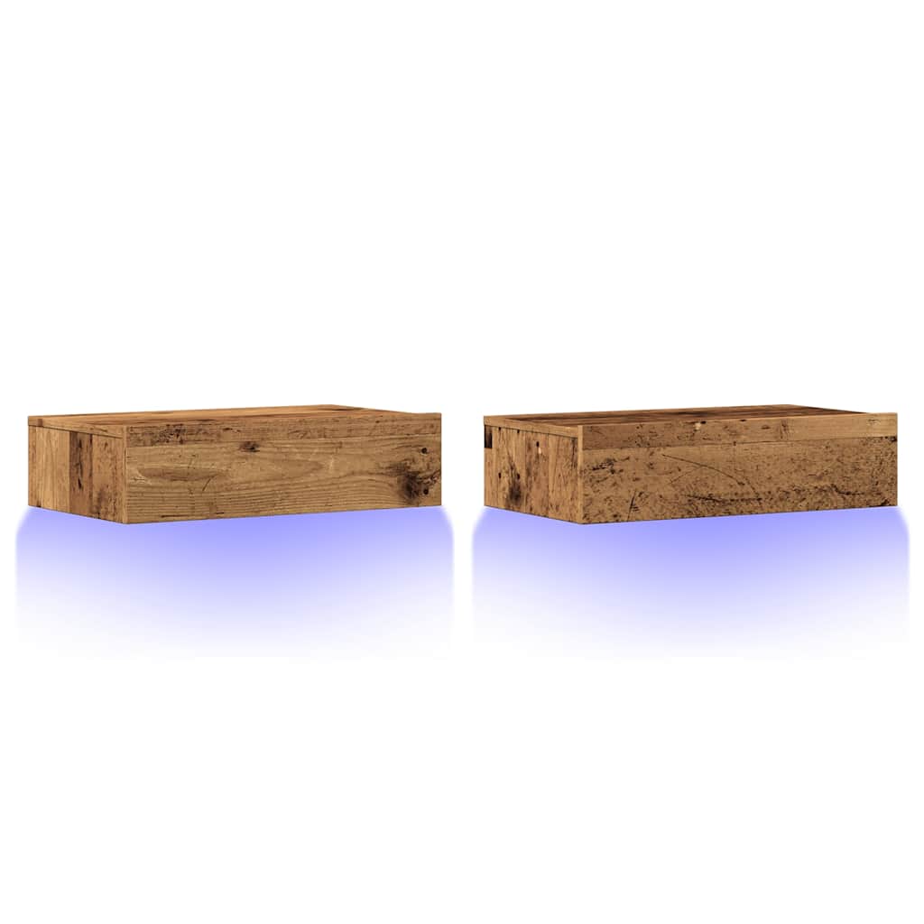 Móveis de TV com luzes LED 2 pcs 60x35x15,5 cm madeira velha