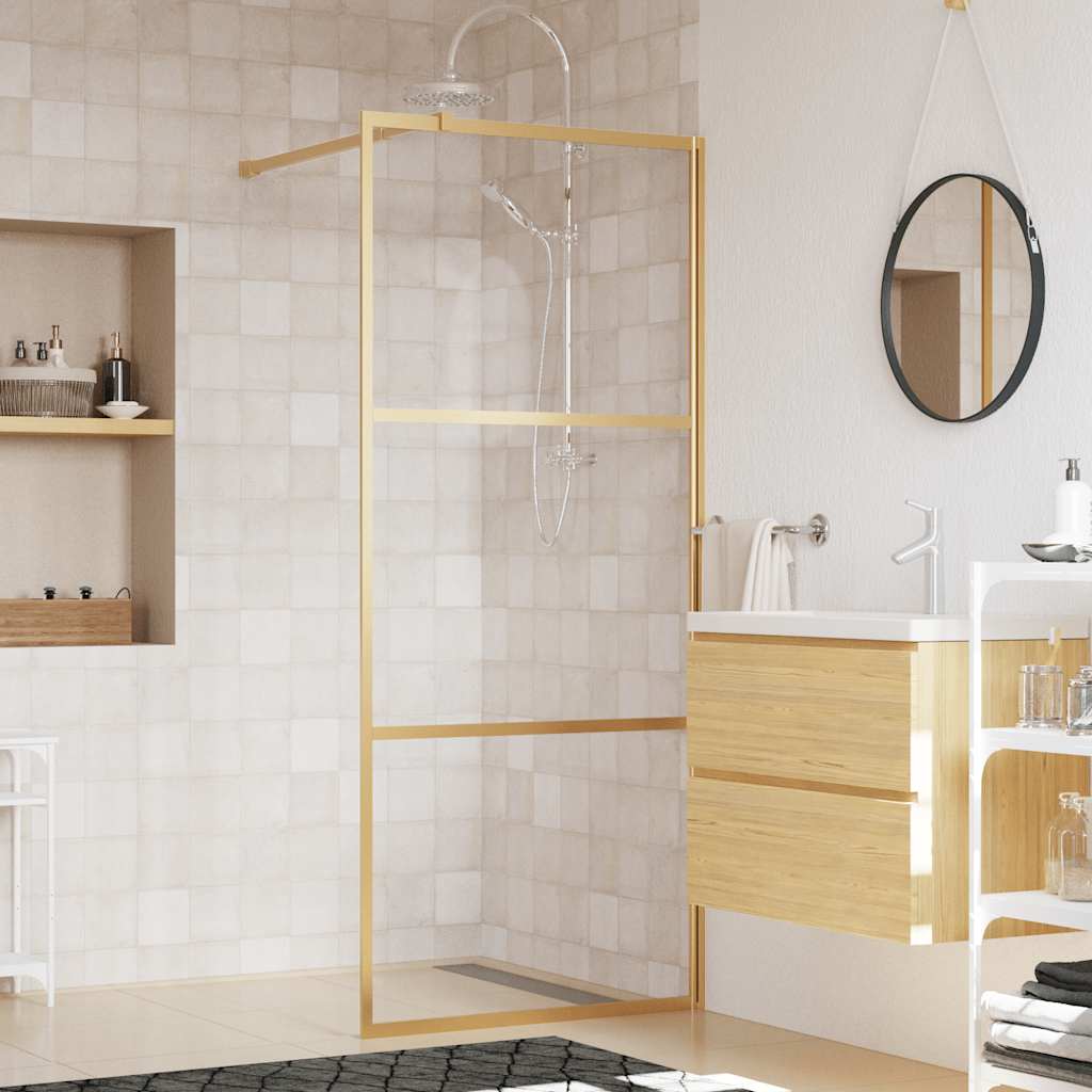 Divisória de chuveiro 80x195 cm vidro transparente esg dourado