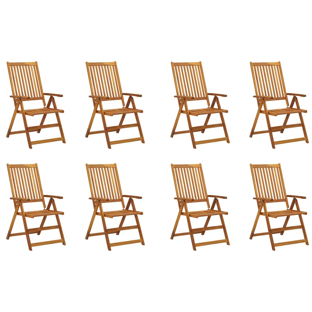 Cadeiras de jardim dobráveis c/ almofadões 8 pcs acácia maciça