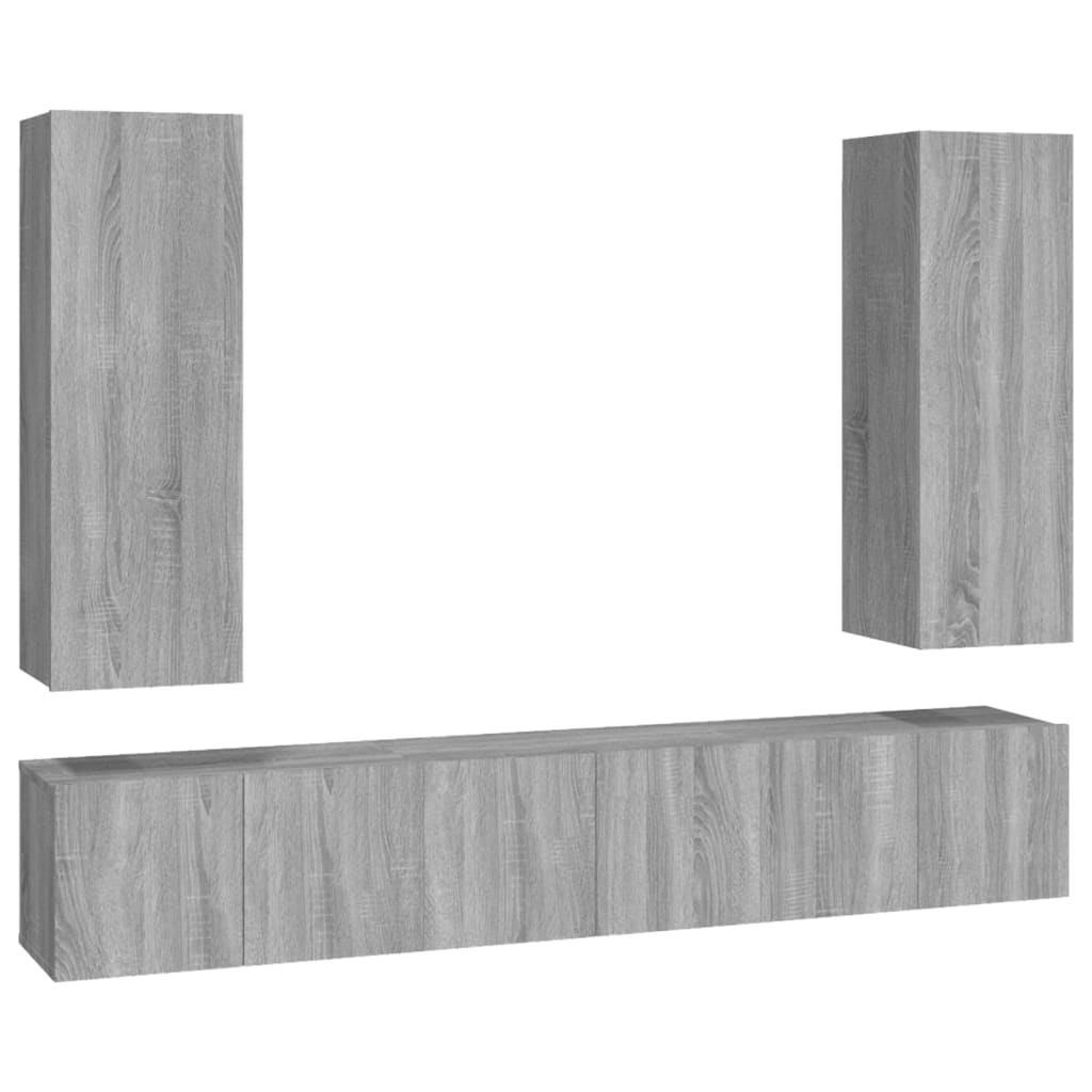 Conjunto móveis de TV 5 pcs madeira processada sonoma cinza