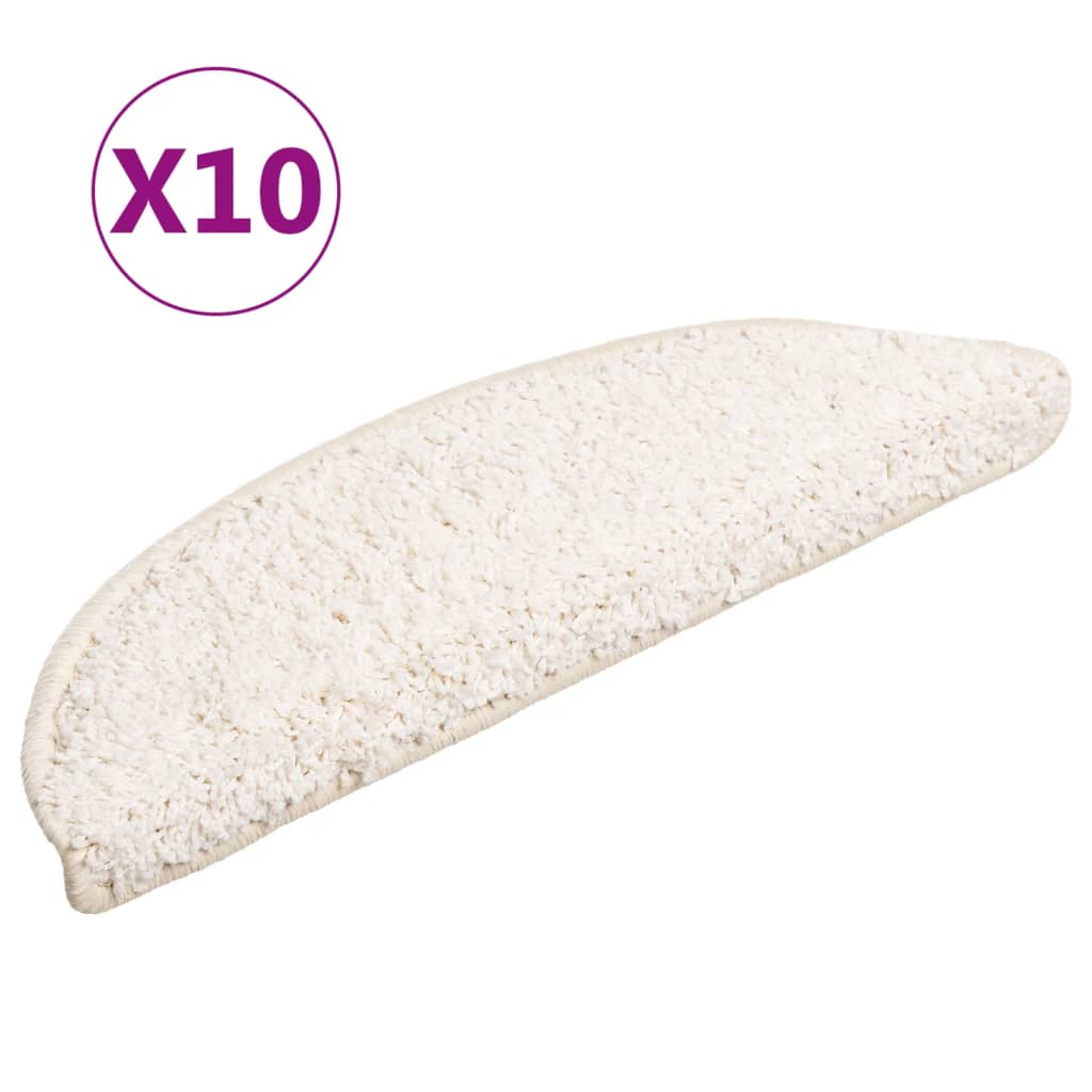 Tapetes de escada 10 peças 56x17x3 cm branco semicircular