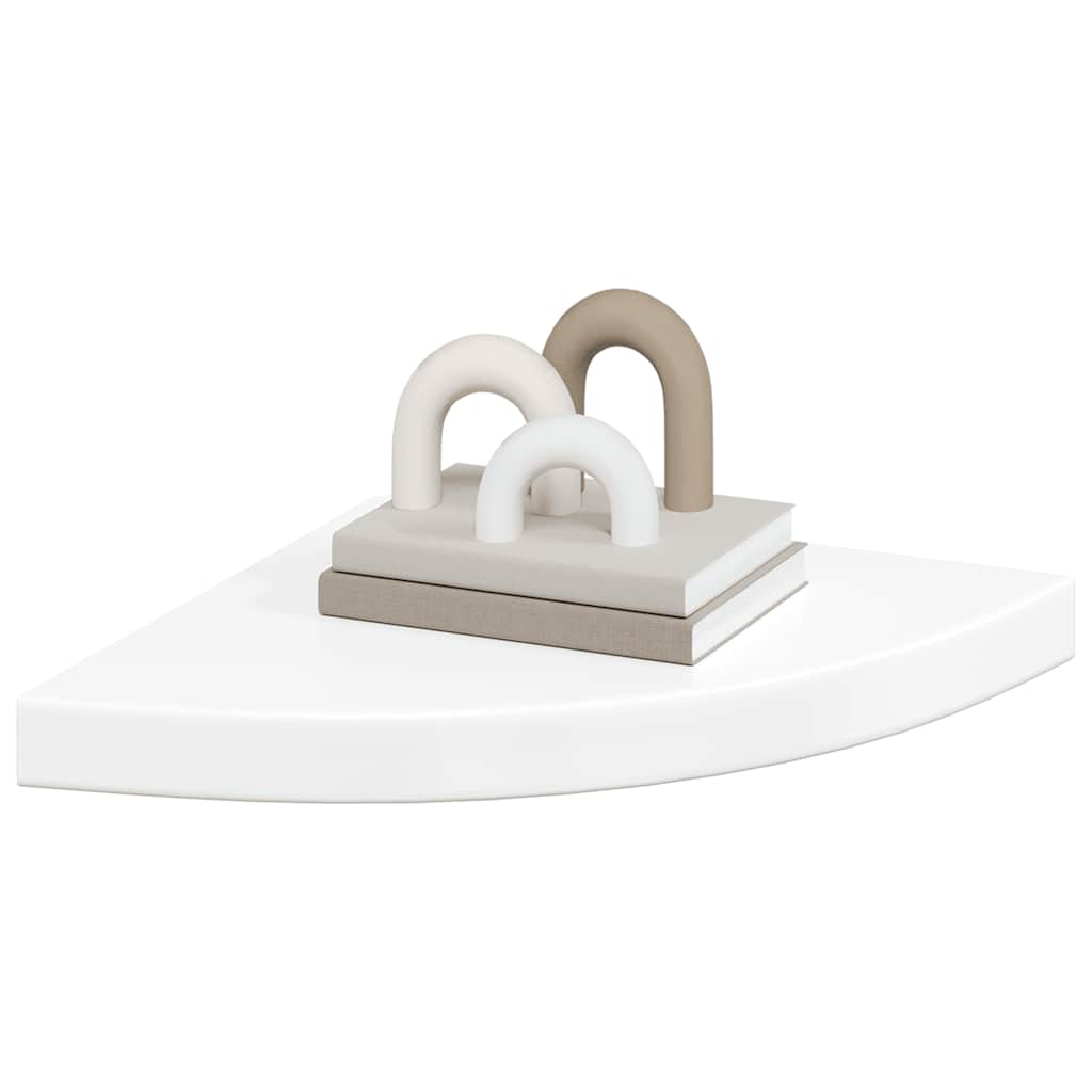 Prateleiras canto suspensas 2 pcs 35x35x3,8cm MDF branco brilh.