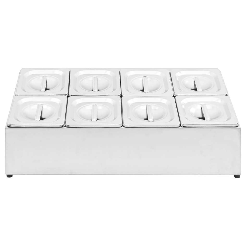 Suporte gastronorm c/ 8 recipientes gn 1/6 aço inoxidável