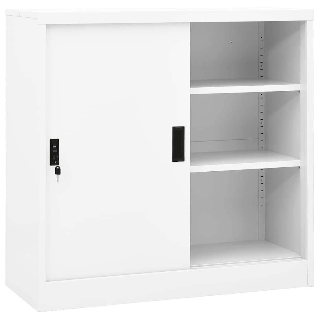 Armário de escritório c/ porta deslizante 90x40x90cm aço branco