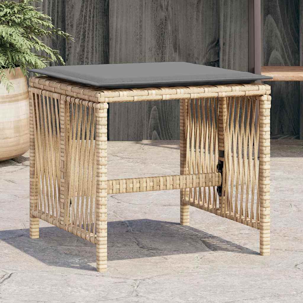 Bancos jardim almofadões 4 pcs 41x41x36 cm vime PE mistura bege