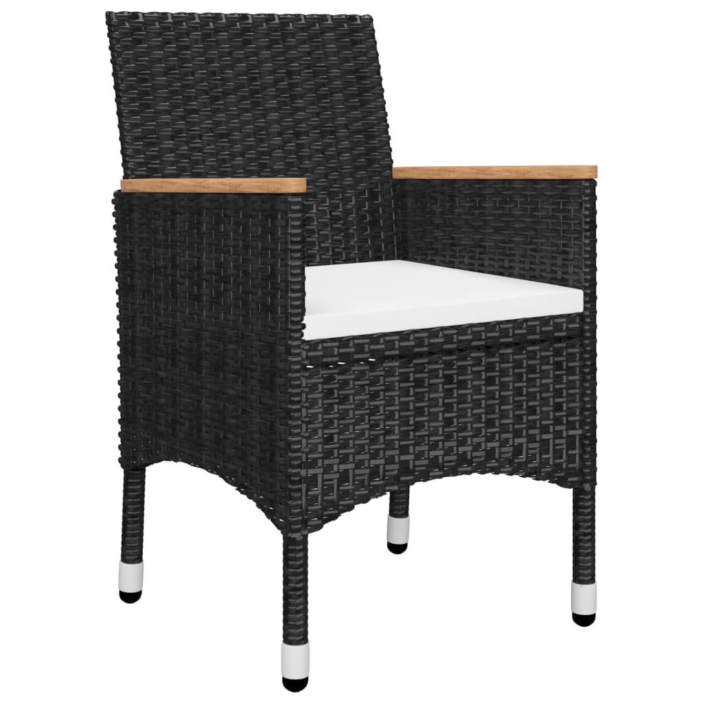 5 Pcs conjunto de jantar para jardim preto