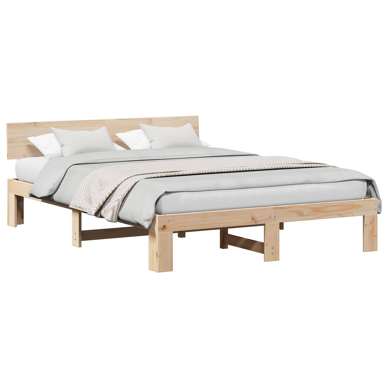 Estrutura da cama com cabeceira natural 150 x 200 cm