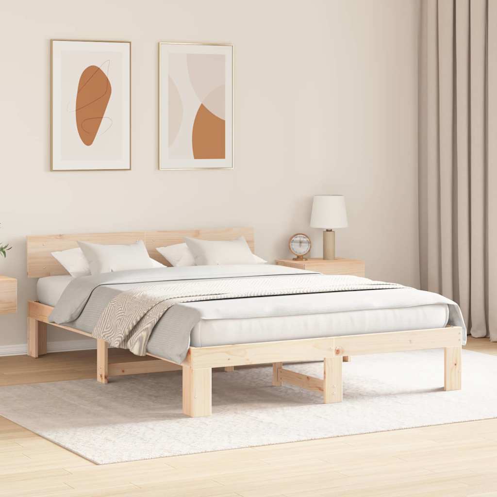 Estrutura da cama com cabeceira natural 150 x 200 cm