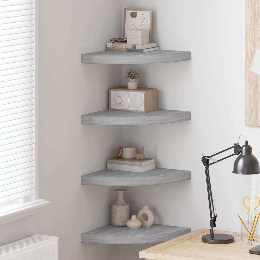 Prateleiras canto parede 4 pcs 35x35x3,8cm MDF cinzento cimento