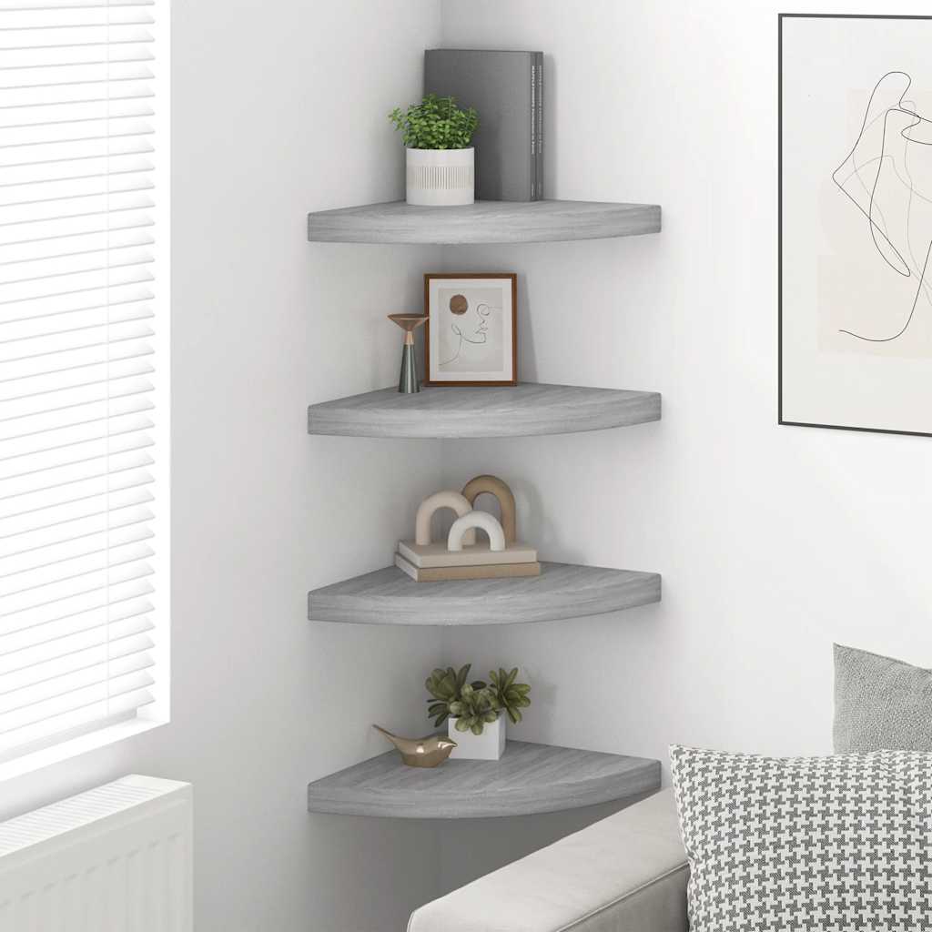 Prateleiras canto parede 4 pcs 35x35x3,8cm MDF cinzento cimento