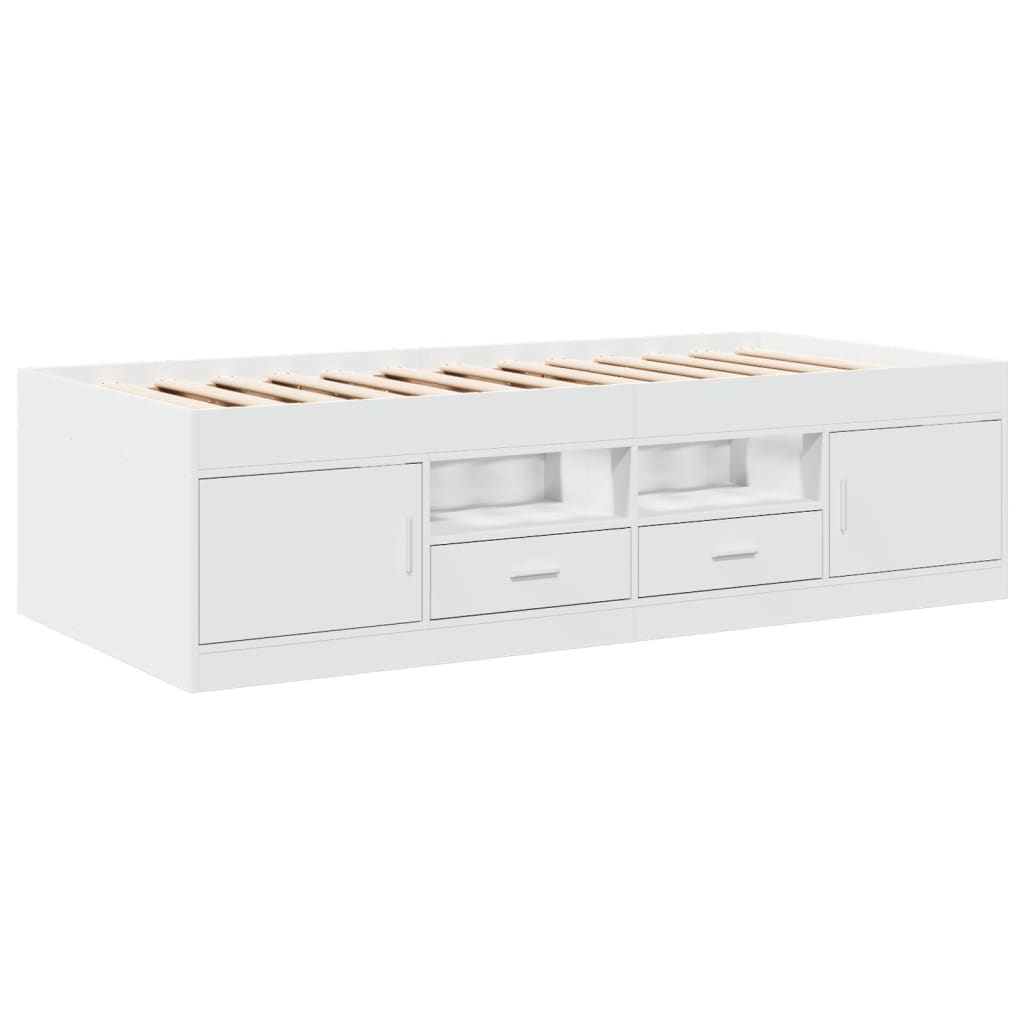 Sofá-cama com gavetas sem colchão 100x200 cm branco