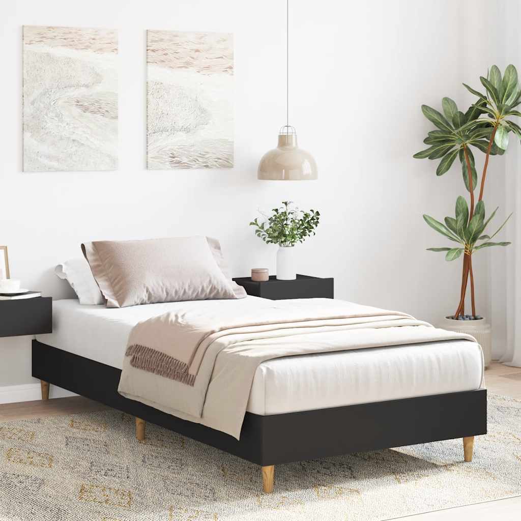 Estrutura cama s/ colchão 90x190 cm derivados de madeira preto