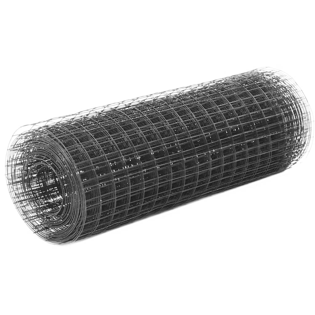 Cerca arame galinheiro 10x0,5m aço c/ revestimento PVC cinzento
