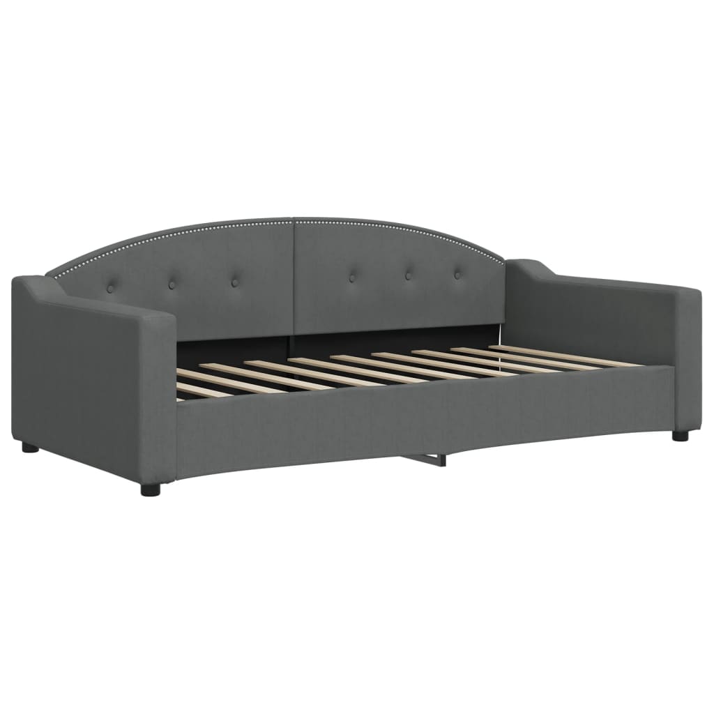 Sofá-cama com colchão 90x190 cm tecido cinzento-escuro