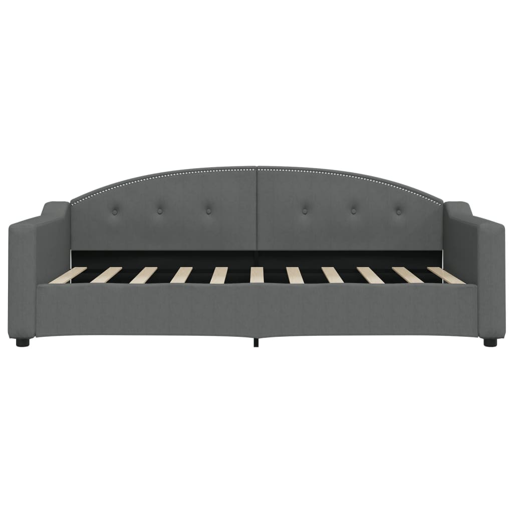 Sofá-cama com colchão 90x190 cm tecido cinzento-escuro