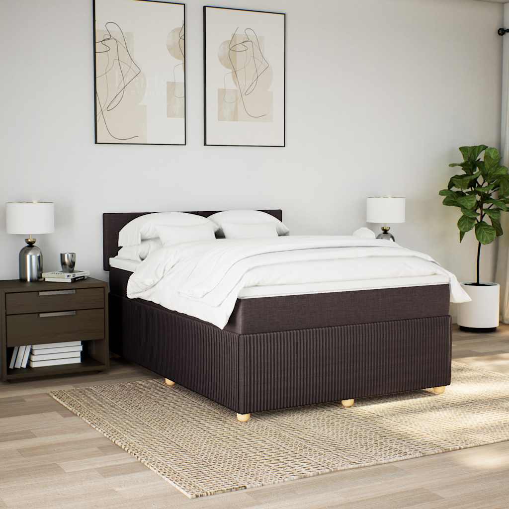 Cama com molas/colchão 140x190 cm tecido castanho-escuro