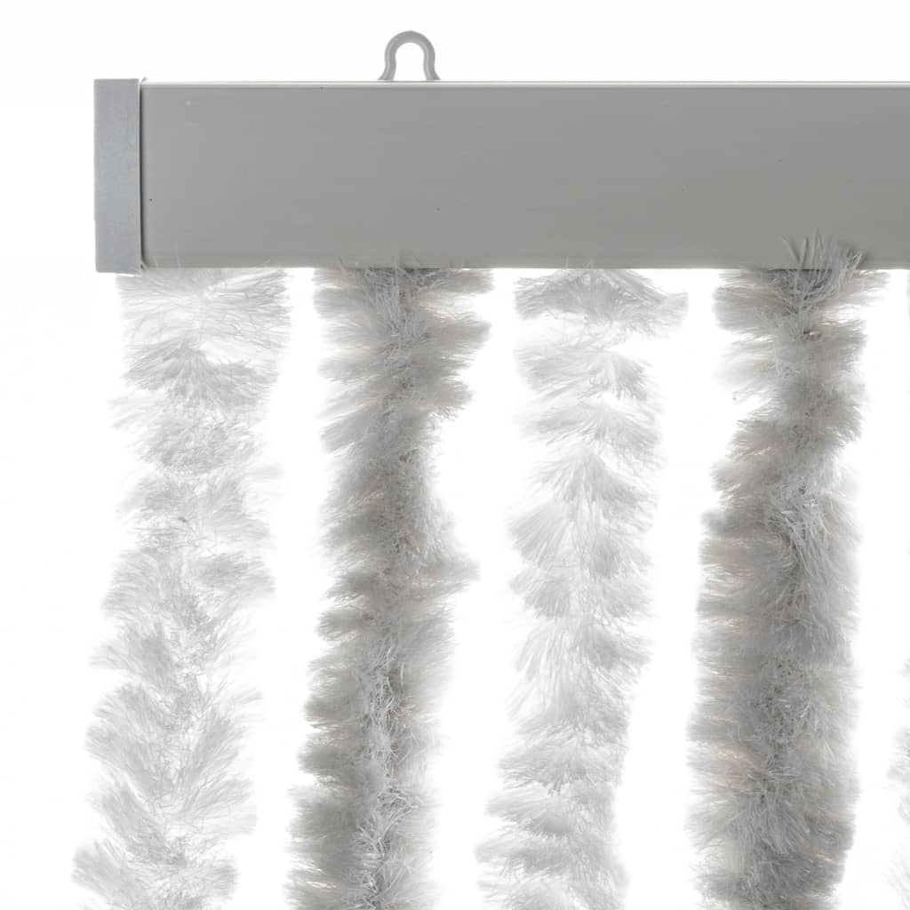 Cortina anti-insetos 90x200 cm chenille cinzento-claro e branco