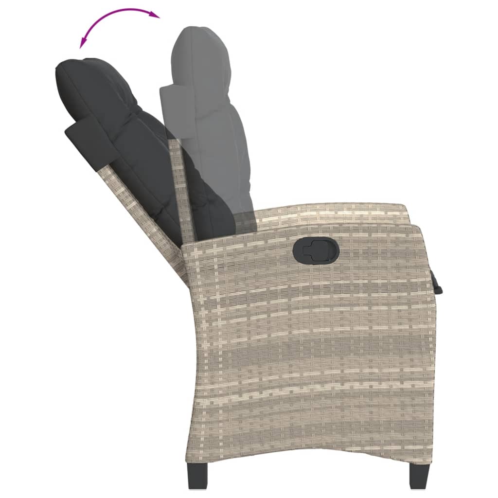 3 Pcs conjunto de jantar p/ jardim c/ almofadões cinzento claro