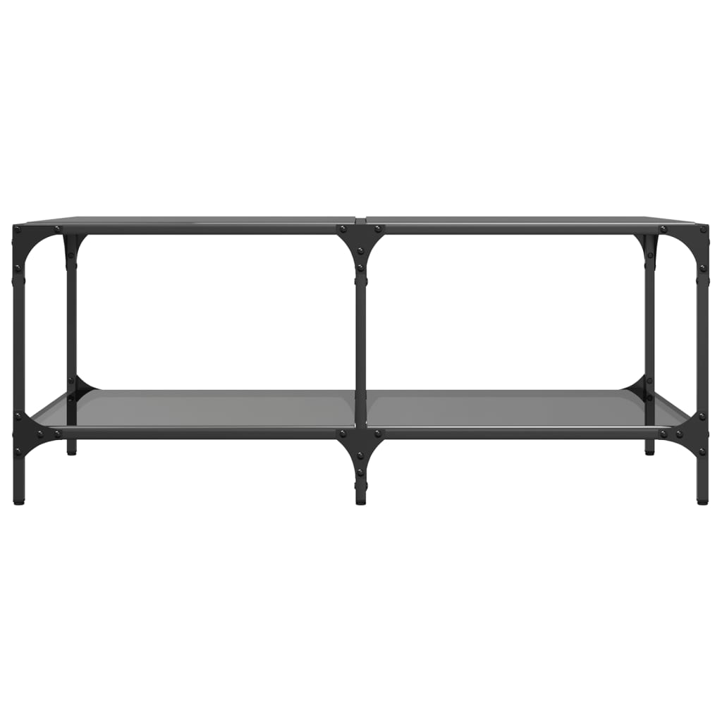 Mesa de centro com topo em vidro preto 98,5x50x40 cm aço