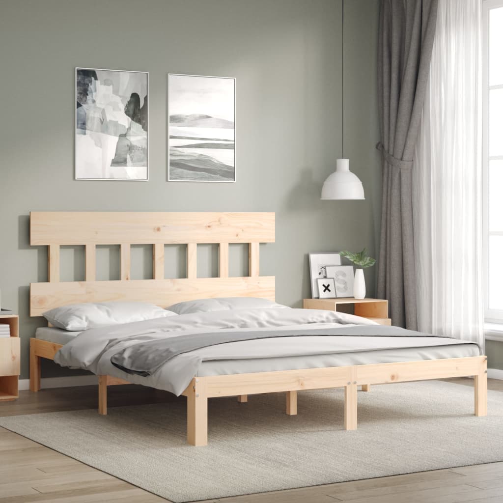 Estrutura de cama king size com cabeceira madeira maciça