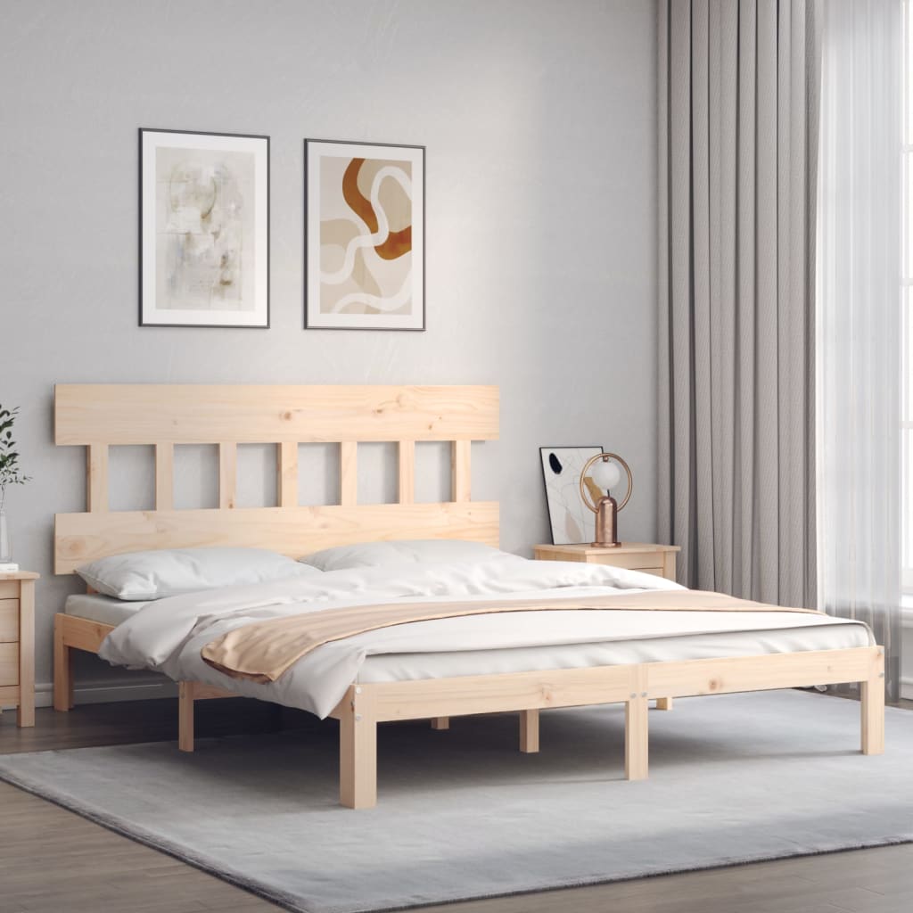 Estrutura de cama king size com cabeceira madeira maciça