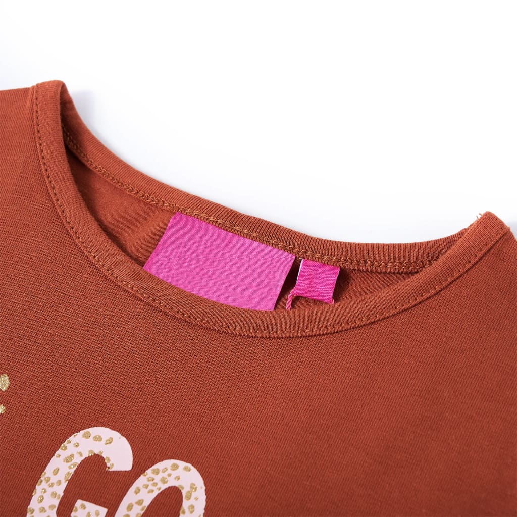 T-shirt de manga comprida para criança cor conhaque 128