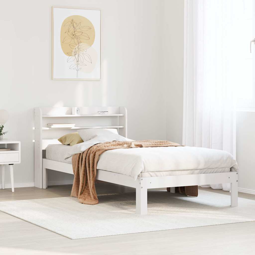 Estrutura de cama c/ cabeceira sem colchão 90x200 cm branco