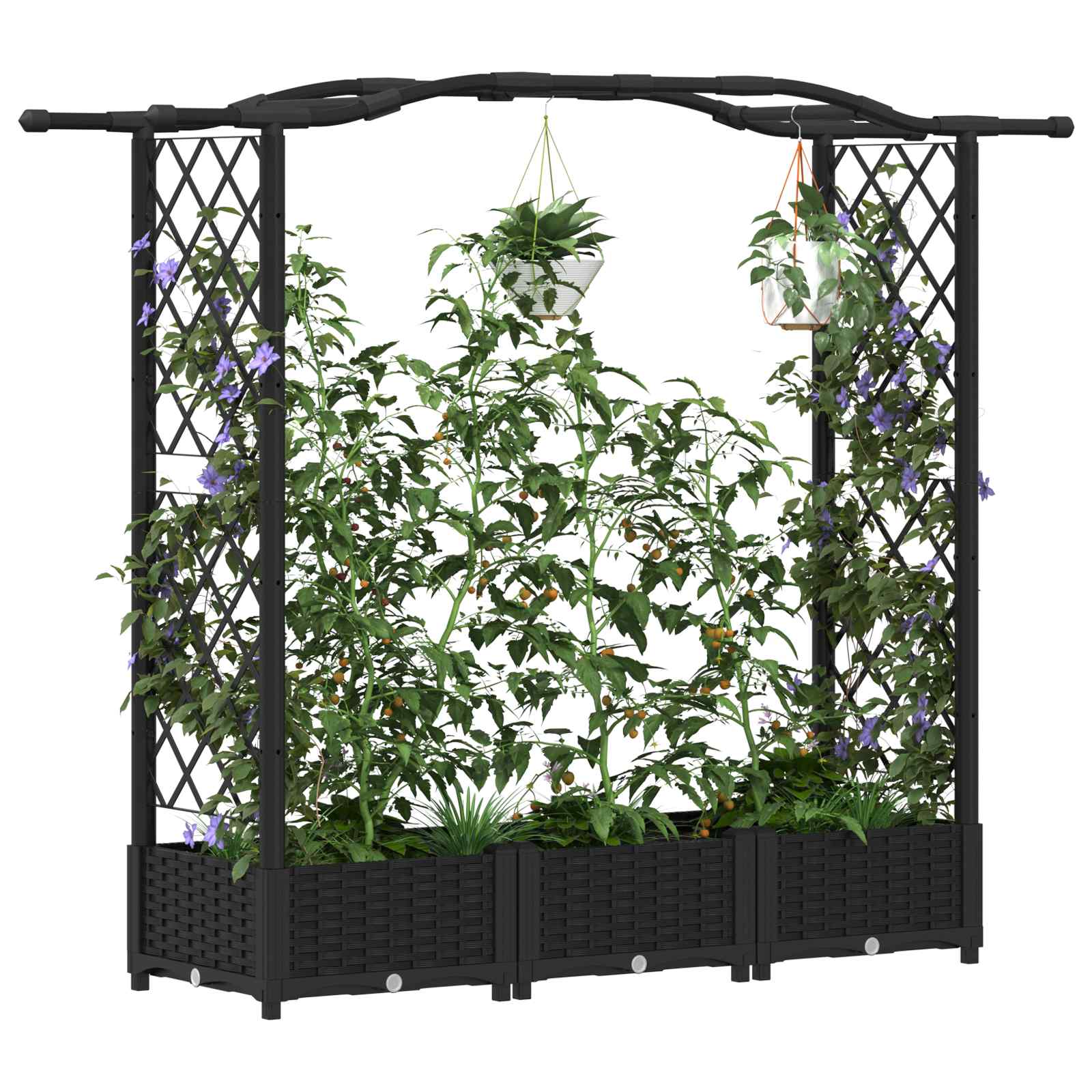 Cama elevada com treliça e telhado preto 169 x 40 x 123 cm PP