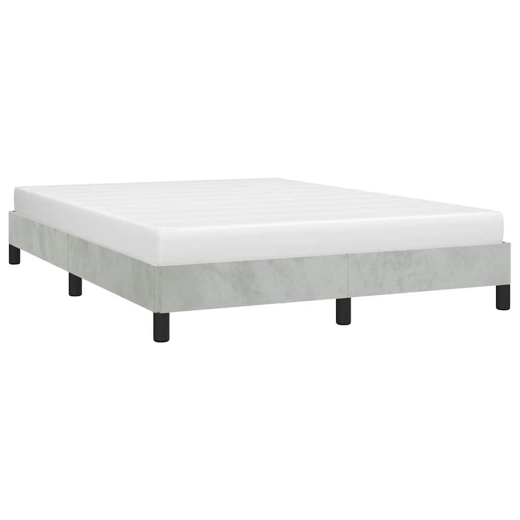 Estrutura de cama sem colchão, cinza claro, 152x203 cm, tamanho queen, veludo