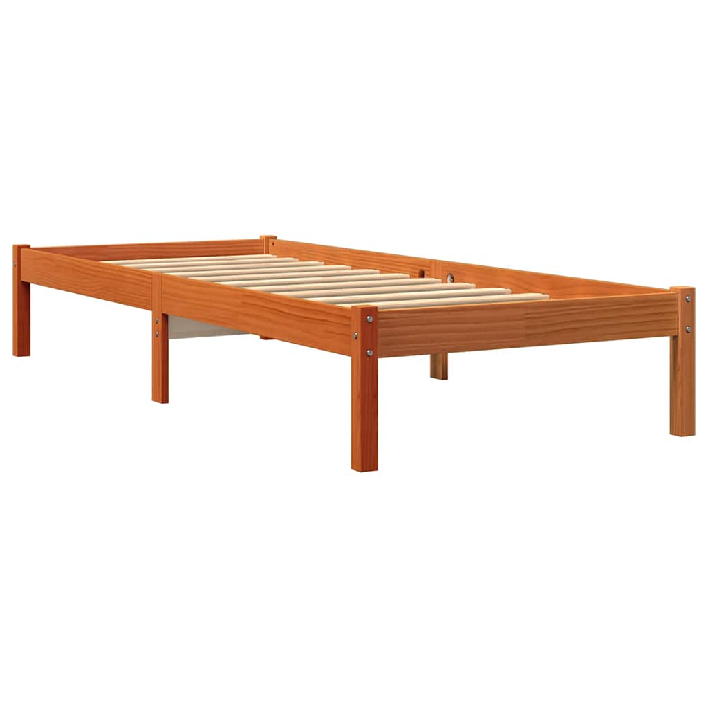 Cama sem colchão 90x190 cm madeira de pinho maciça castanho-mel