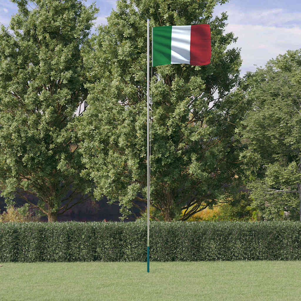 Bandeira da itália e mastro 6,08 m alumínio